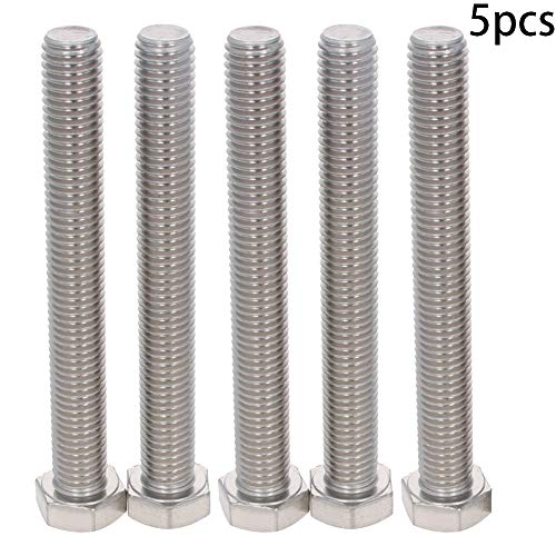 Image of Aicosineg M12 x 100mm Hex Head Screw Bolt Full Thread Plain Finish Machine Thread Hex Tap Bolts for Construction Machine Equipment 304 Stainless Steel 5 Pcs