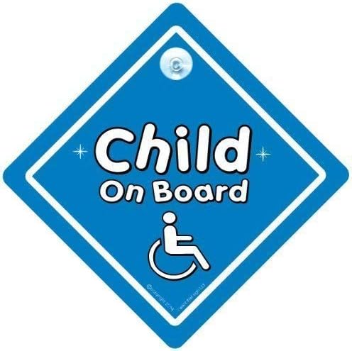 Disabled Child On Board Blue, Disabled Sign, Disabled Boy, Baby On Board Car Sign, Baby On Board Sign, Car Sign, Baby Car Sign (739)