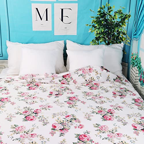Queen Floral Flat Bed Sheets, 100% Cotton Ultra-Soft Bedding, Breathable, Easy To Wash #TOP7