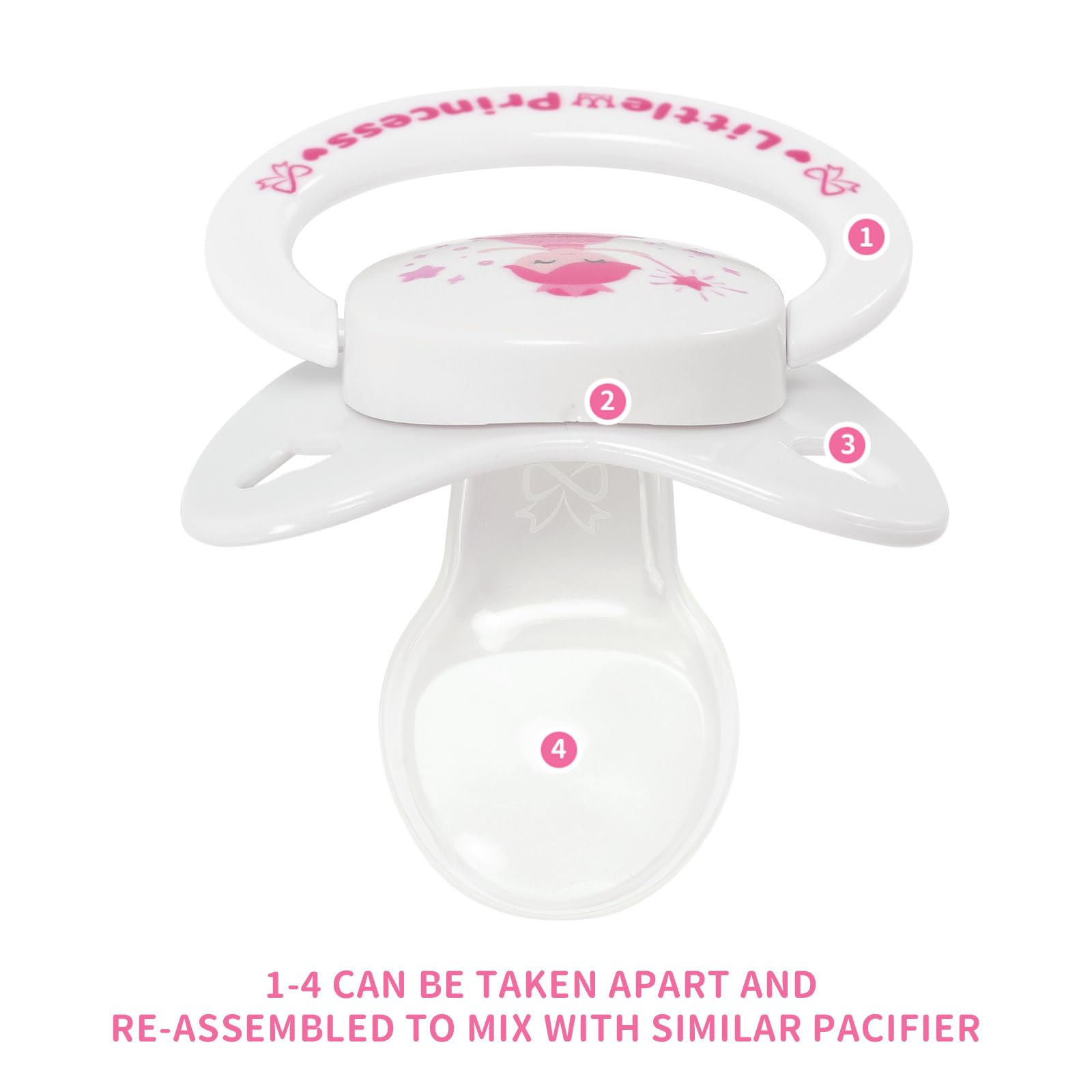 CutiePlusU Adult Sized Pacifier Dummy for Adult Babies Little Princess - White - Image 4