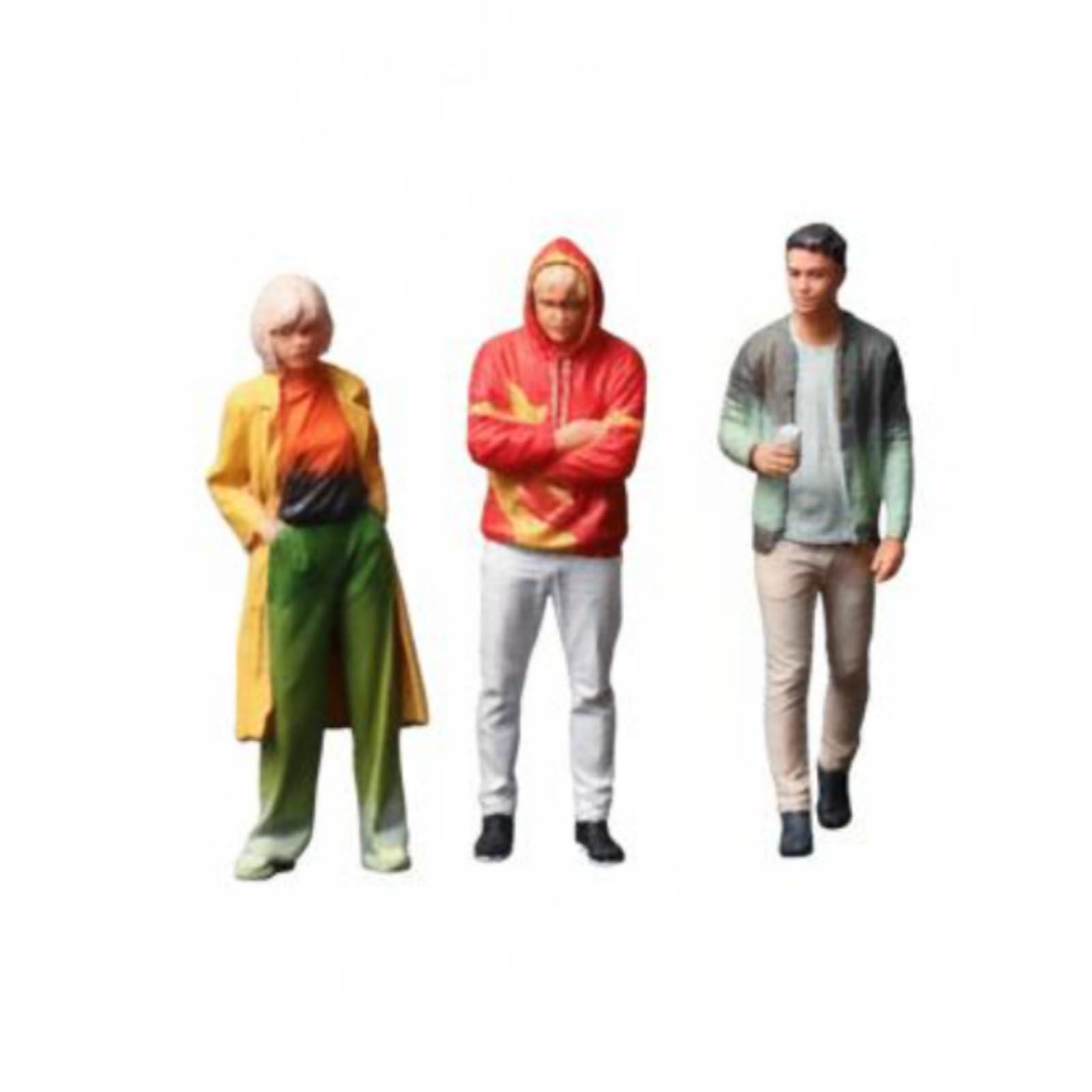 Figurina Fashion Resina Statuetta Miniatura Personaggio con Abbigliamento Moderno E Postura Dinamica per Costruzione di Scene Esposizione di Modelli, Mo223061