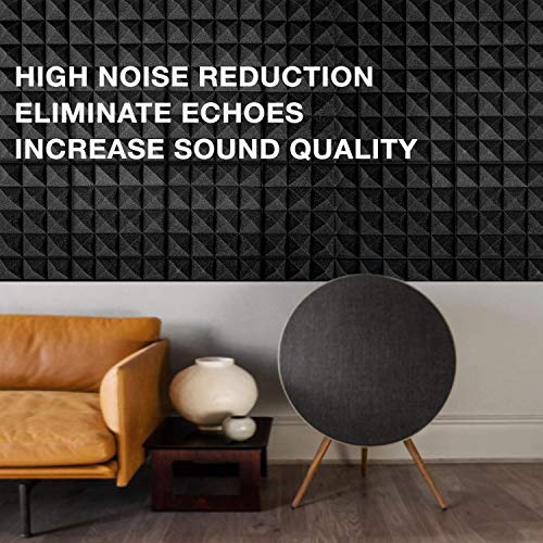 Sonic Acoustics 2" X 12" X 12" Acoustic Foam Panels, Pyramid Recording Studio Wedge Tiles, Sound Panels, Sound Absorbing Panel, Soundproofing Isolation Treatment For Walls (12 Pack, Black) #TOP7