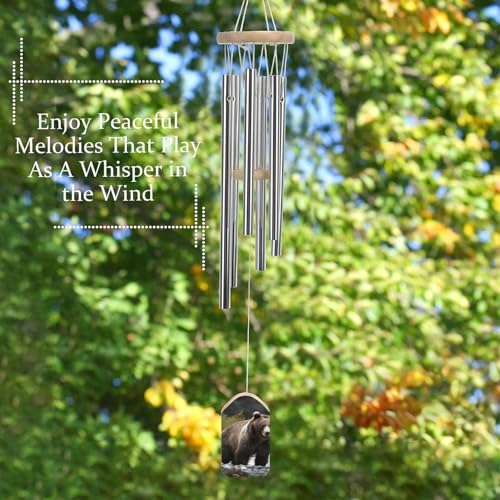Carillon éolien extérieur ours marron pour créer une ambiance zen sur votre terrasse