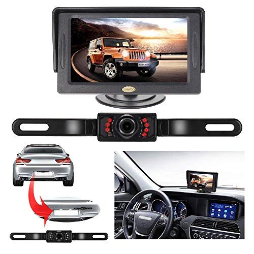 Backup Camera and Monitor Kit,RAAYOO Upgrade 2nd Generation Car Rear View Reversing Camera Automotive with 150° Perfect View Angle 13 Auto-Lighting LED Lights Night Vision IP69 Level Waterproof
