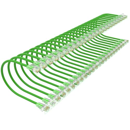 Image of Cat 6 Patch Cables 0.5 feet (24Pack), Slim Cat6a Ethernet Patch Cable 10Gbps 550Mhz, UTP Pure Copper Patch Cables Cat6, Flexible Thin Cat6a Patch Cable for Network Devices Setup, Green