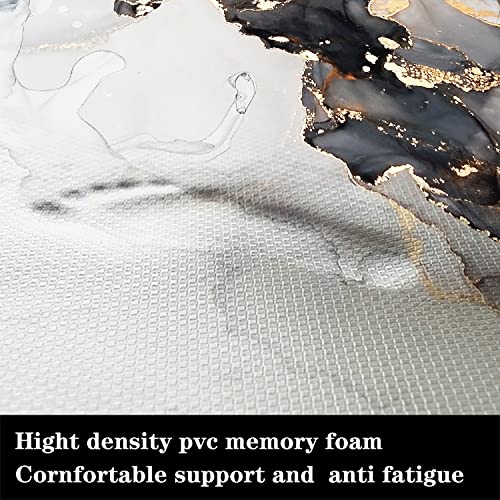 Brillistar Kitchen Mat 2 Pcs Kitchen Rugs And Mats Marble Black And Gold Silver Cushioned Anti-Fatigue Kitchen Rugs 17.3"X47.3"+17.3"X29.5" Kitchen Decor Non-Slip Kitchen Rug Set For Kitchen Floor #TOP2