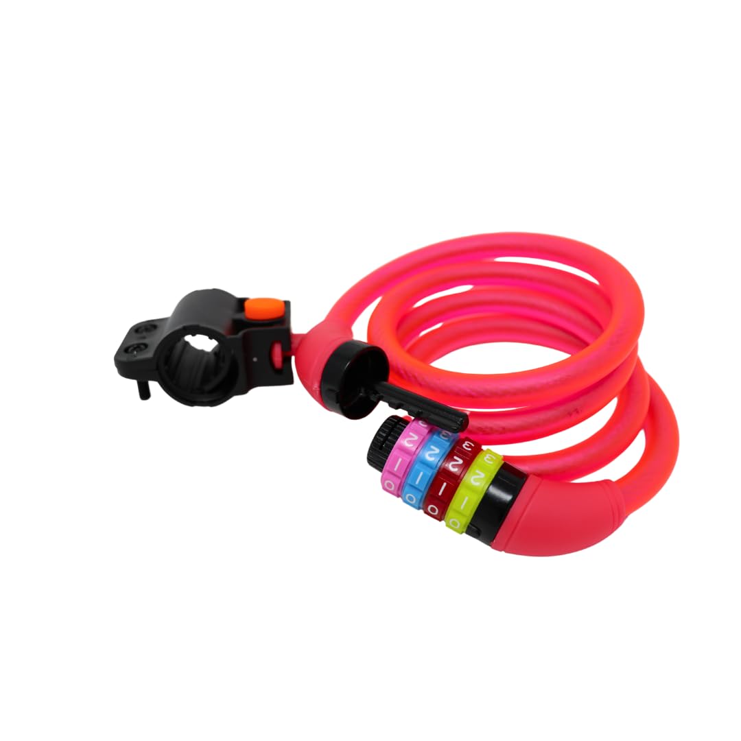 Xolid Lucchetto a combinazione con cavo, 1200 x 12 mm, rosa, extra lungo, sicuro, flessibile, resistente alle intemperie, senza chiave, ideale per bicicletta, e-bike, scooter, antifurto, elegante
