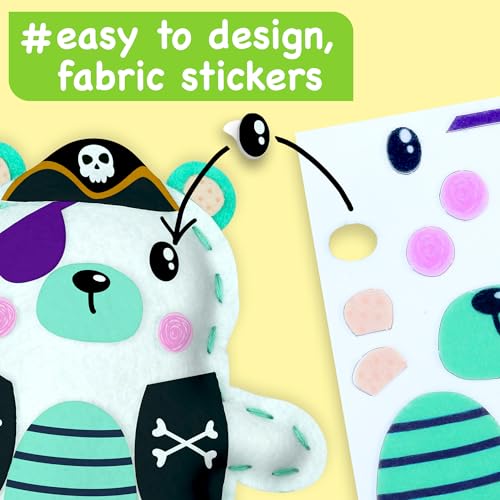 Ezcra Easy Arts And Crafts For Kids - No Mess Sewing Kit For Kids - 4 Easy To Do Bear Sewing Projects - Fun Felt Stickers thumb #4