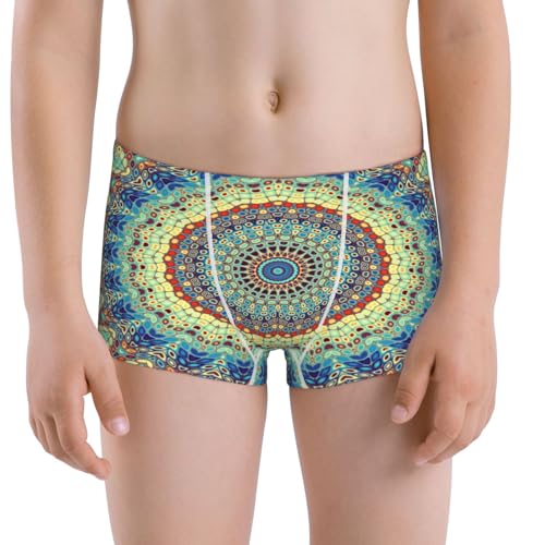 Boys' Cotton Boxer Brief Soft Underwear-Round Mandala1