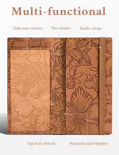 Image of Zreal Checkbook Cover for Men & Women Snakeskin Pattern, Vintage Brown, 7.0 x 3.5 x 0.35 inches, Minimalist