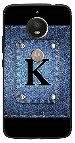 Image of Amazon Brand - Solimo Designer Button Jeans Alphabet-K Printed Soft & Flexible Hybrid Back Case Mobile Cover for Motorola Moto E4 Plus