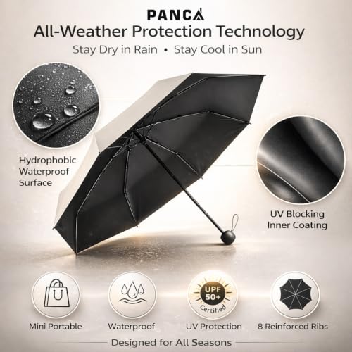 Image of PANCA Foldable Travel Umbrella Compact Manual Sun Rain UV Protection