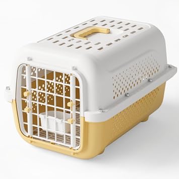 Pet Travel Carrier Size Medium in Brown, Travel Carrier or Crate for Dogs and Cats up to 17.6 lbs.