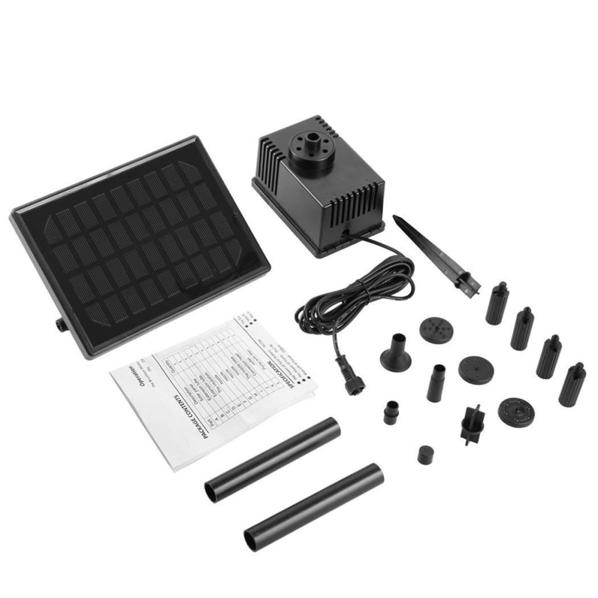 Pompa Solare Brushless As180-0920c 220l/h Plastica Nera | Circolazione Acqua, Uso in Acquario e Bonsai, Resistenza al Calore, Alimentazione 6-12v