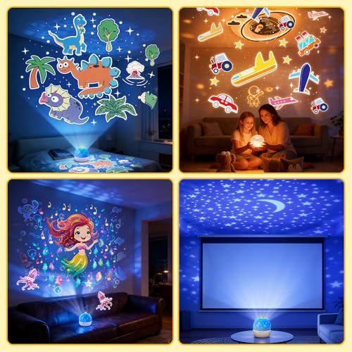 NAVESO Veilleuse Enfant Projecteur, 360° Rotation Projecteur ciel Etoile avec 21 Thèmes de Projection, 3 Modes d'éclairage, Veilleuse Etoile Projection pour Chambres d'enfants et Décoration – vue 6