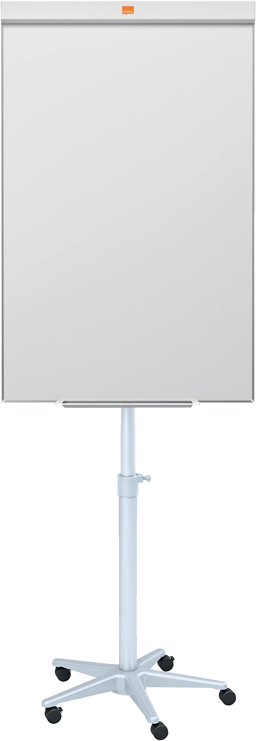 Nobo Barracuda Mobile Easel Whiteboard Flipchart With Magnetic And Height-Adjustable, 1000 X 700 mm, White, 1902386