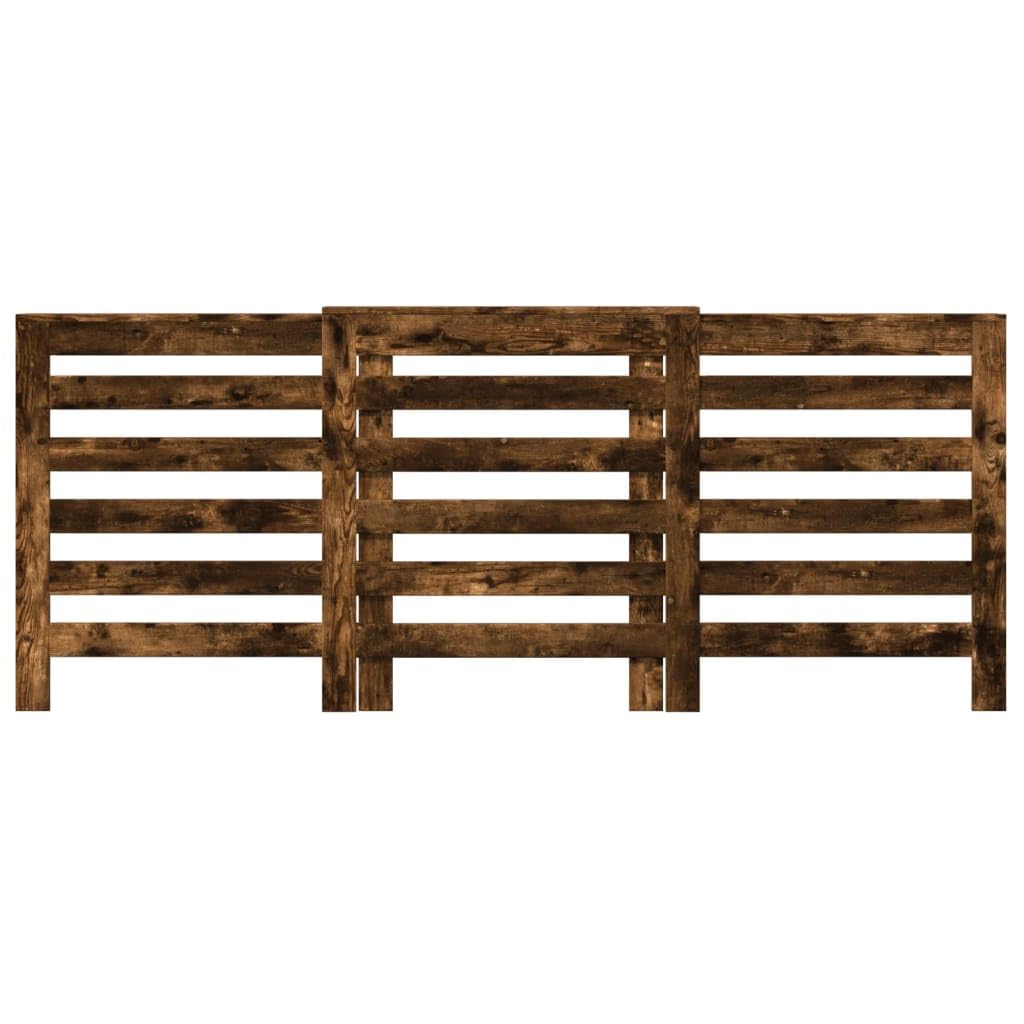 Mangloder Heizkörperverkleidung Räuchereiche aus Holzwerkstoff 205 x 21,5 x 83,5 cm mit horizontalen Latten, Wandhalterung, moderne Heizkörper Abdeckung für Wohnzimmer, Ablage und Dekoration