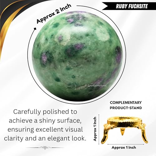 Image of Certified Crystal Ruby Fuchsite Ball for Meditation - Premium Crystal Vastu Items for Home and Feng Shui Items for Good Luck - Ideal for Pooja Supplies and Spiritual Practices