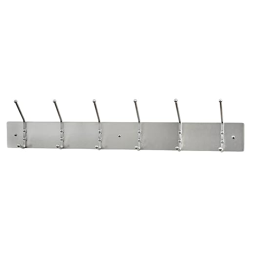 Ex-Cell Kaiser 700 SA Aluminum Wall Mounted Rack with 6 Double Hook, 36" Length x 3-3/4" Width x 4" Height