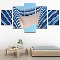 SIGNWIN 5 Panel Canvas Wall Art Abstract Architecture Modern Artwork for Home Decorations Ready to Hang - 60