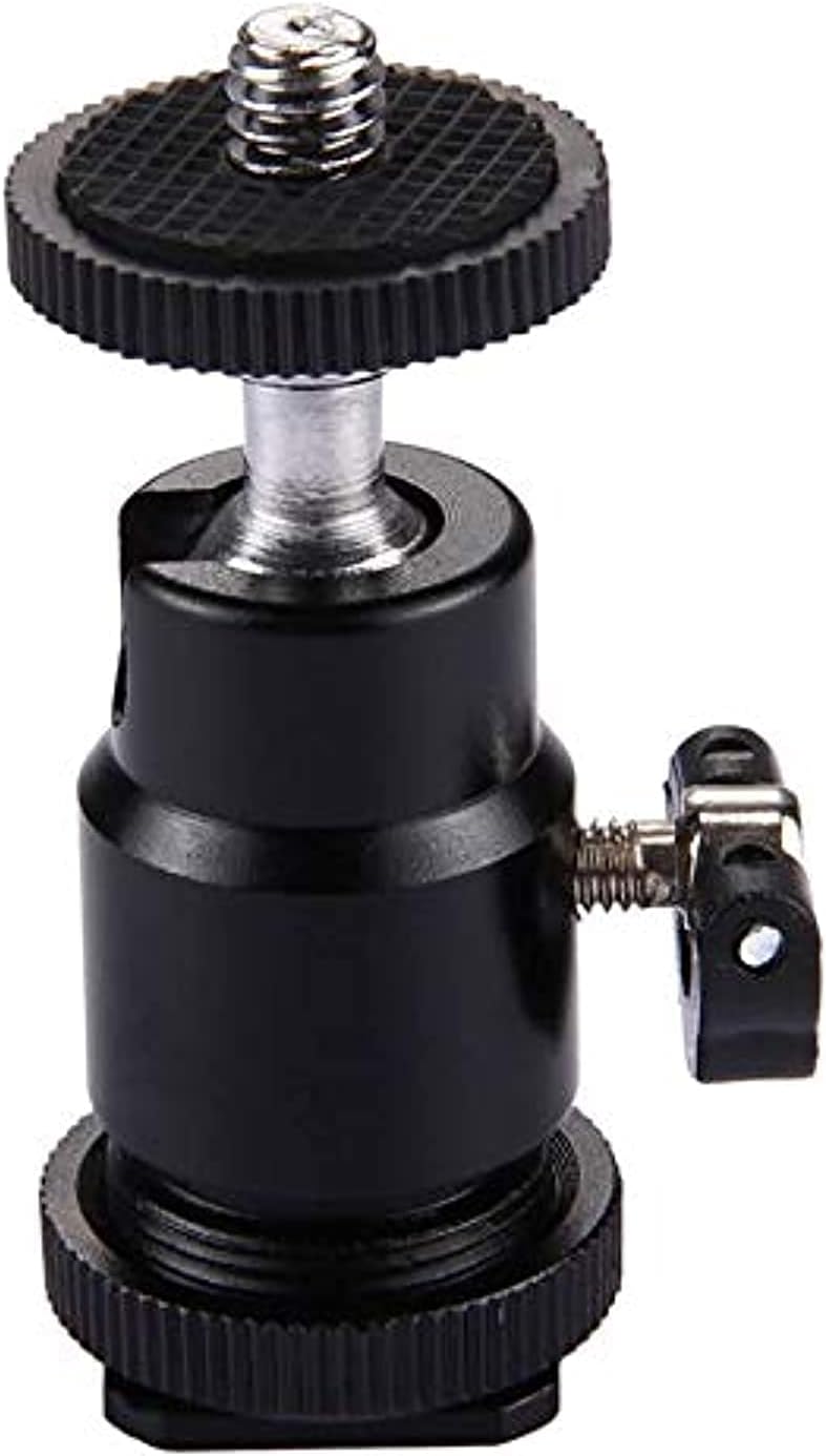 Rubik Aluminum Alloy 360 Degree Rotating Swivel Mini Ball Head with 1/4" Hot Shoe Mount Adapter for DSLR Camera Like Canon, Nikon, Sony/Camcorder, HTC Vive, Light Stand, Gopro