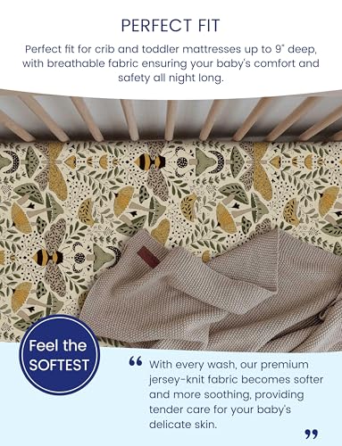 Image of TotAha Premium Stretchy Crib Sheets (2-Pack)-Hypoallergenic, Silky Comfort, Buttery Soft, Calming Effect, All-Season Jersey-Knit Sheets, 9'' Extra Deep Pocket, Animal Print