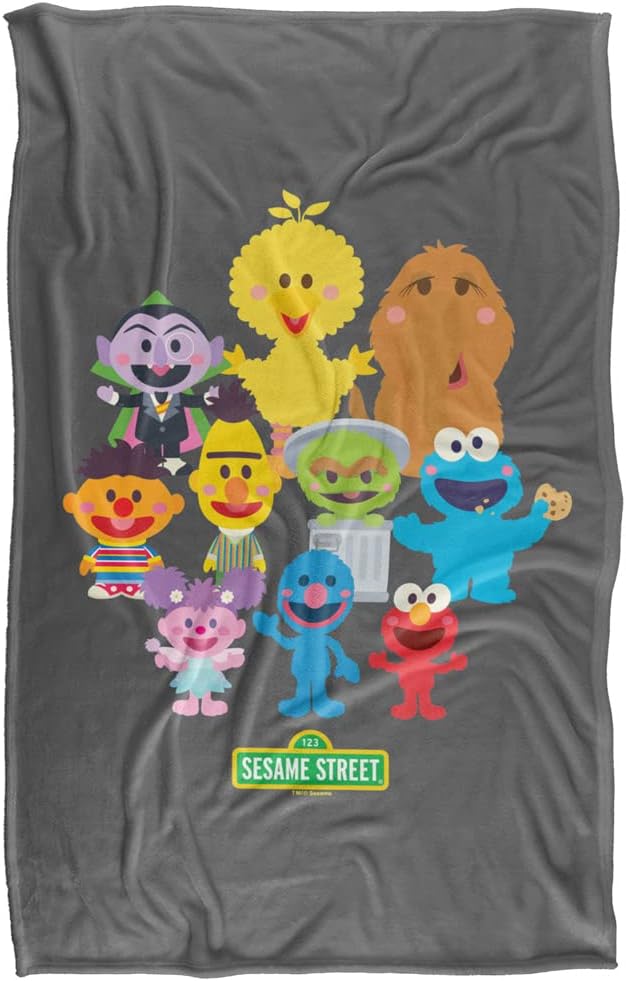 Sesame Street Kawaii Group Style Officially Licensed Silky Touch Super Soft Throw Blanket 36" x 58"