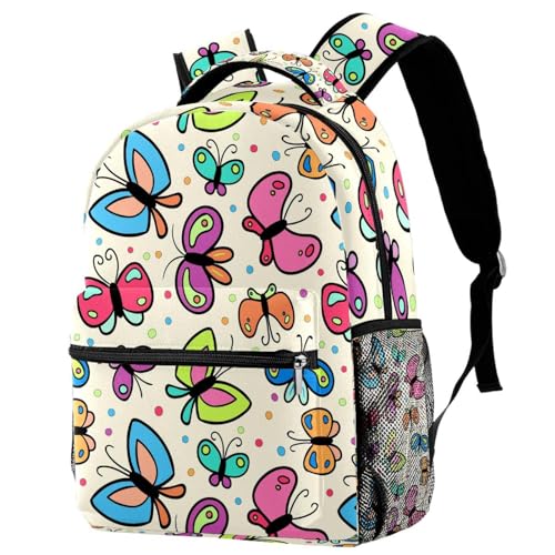 Sac à dos scolaire papillon coloré grand cartable école collège 40cm