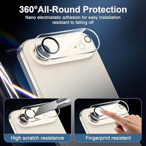 Image of NEW'C 3x Screen Protector for iPhone Air (6.5 inches)+ 3x Camera Lens Protector, Sensor Protection, Case Friendly Tempered Glass Film, Ultra Resistant, Easy installation tool include