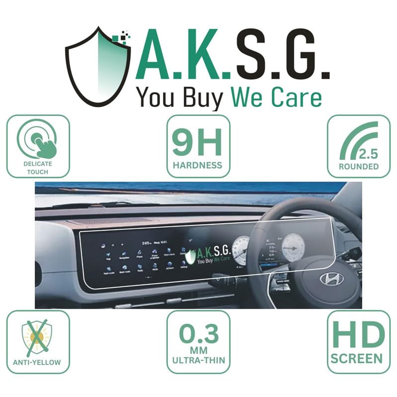 Image of A.K.S.G. 9H Unbreakable Screen Guard Compatible With Hyundai Creta Facelift 2024 10.25 Inch [2024-Running] Infotainment Touch Screen system - Clear Pack Of 1