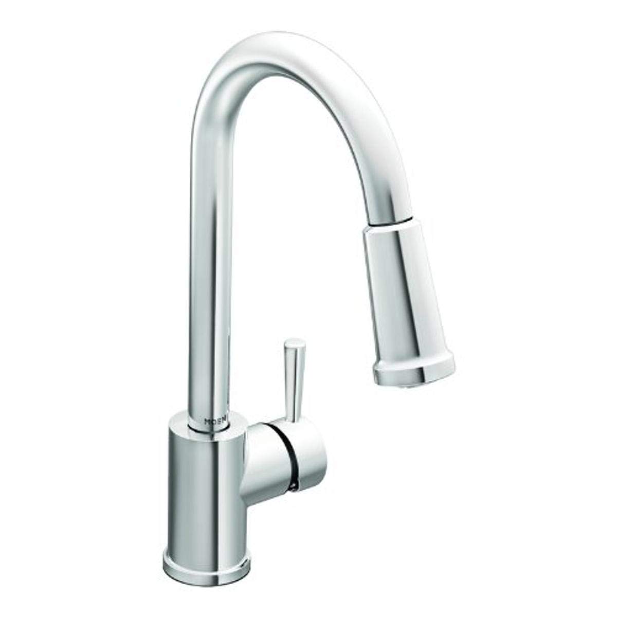 Meyo 7175  Moen 7175 Level One-Handle High Arc Pullout Kitchen Faucet (Chrome