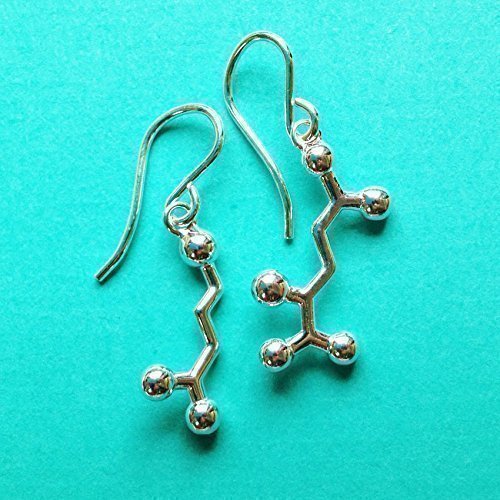 GABA/Glutamate Molecule Earrings in sterling silver