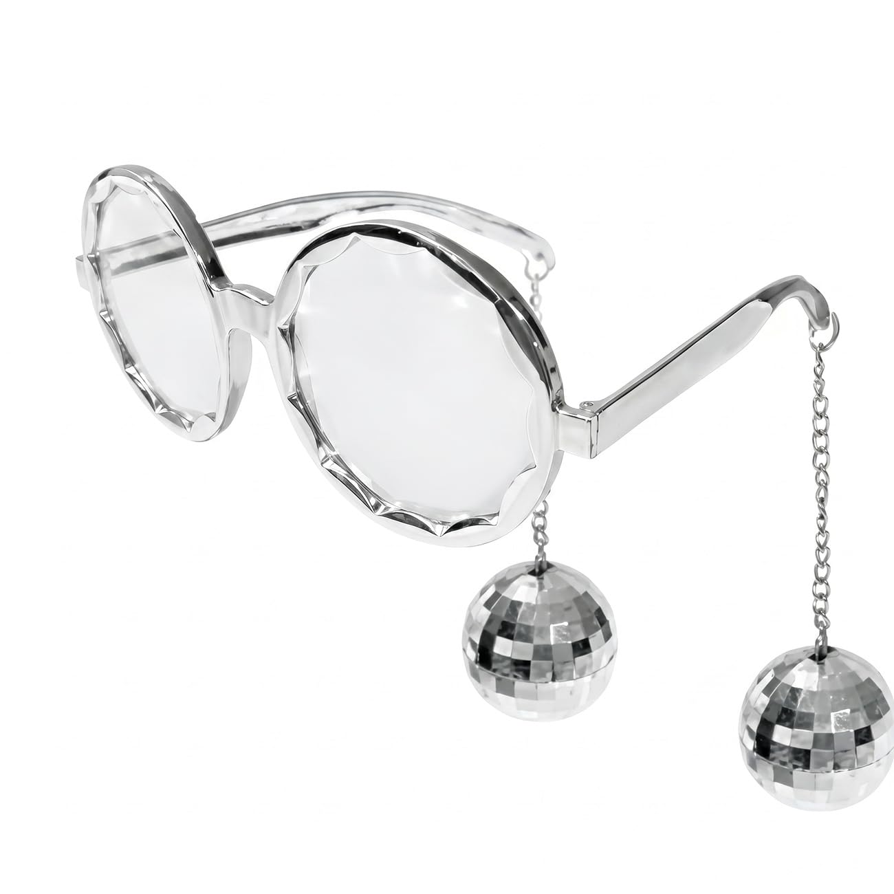 Tbay Retro Disco Ball Glasses, Funny Party Sunglasses 70s Disco Ball Party Silver Chain Glasses for Women Girl Party Favor Gifts Lovers (white) โ image 1