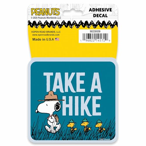 Image of Peanuts Snoopy Take a Hike Adhesive Vinyl Decal - Funny Snoopy Sticker for Car, Water Bottle or Laptop