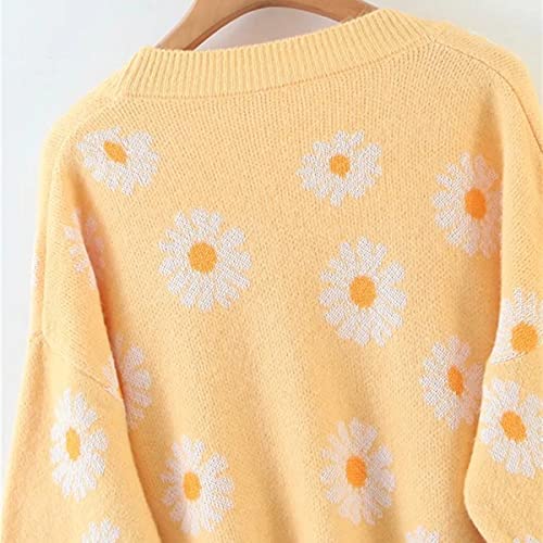 Image of Women's Long Sleeve Cardigan Sweater,Cute Y2K Top Knit Colorful Patterned V Neck Button Outwear S~XL
