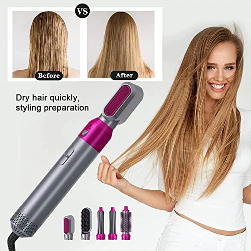 Image of 6 in 1 Hot Air Brush Hair Dryer & Volumizer, Multifunctional Hair Styler Tool for Women | Detachable Blow Dryer Brush, Hair Straightener, Curler & Crimper | Auto-Wrap Rotating Comb with Ionic Technology | Salon-Style Fast Drying & Easy Home Styling