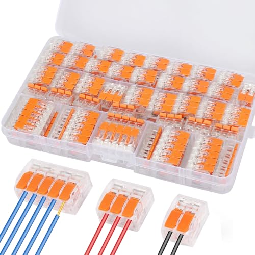 Conector de cable, 75 unidades, terminales eléctricos con palanca de accionamiento, abrazaderas de cable de 4 mm², terminales de conductor, bornes de conexión, terminales de corriente, bornes