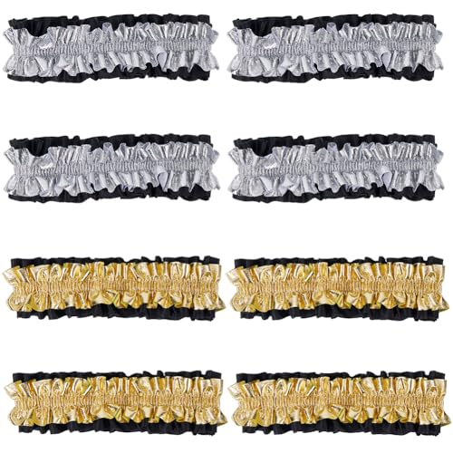 GORGECRAFT 12PCS 2 Colors Roaring 1920's Armband Garter Gold Silver Sleeve Arm Garters Elastic Armbands Anti-Slip Shirt Sleeve Holders Dress Costumes for 20's Party Supplies