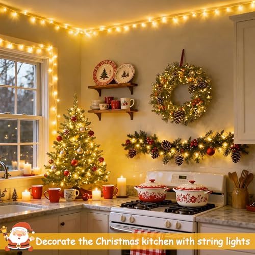 JMEXSUSS Warm White Indoor String Lights for Bedroom, 8 Modes Plug in Twinkle Fairy Lights, 33ft 100LED Christmas Lights Outdoor Waterproof Clear Wire - 5