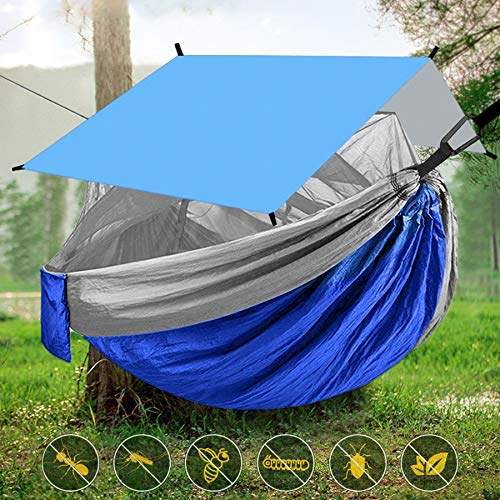 TABKER Hängematten Camping Hängematte |Bundle enthält Net, Tarp, Baum Straps, Rucksack |Wiegt 1kg, ideal for die Hängematte Camping, Backpacking, Wandern |Leichte Nylon Single Hängematte (Color : Gre Garten