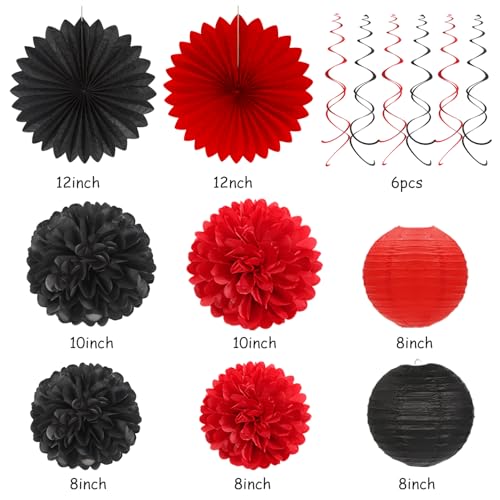 Image of Black Red Graduation Party-Decorations Garland - 36pcs Congrats Grad Class 2026 Banner,Hat Hanging Streamer,College High School Congratulations Master Celebration Classroom Backdrop Decor Burgleda