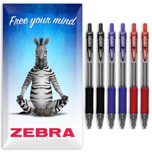 Stylos gel Zebra Sarasa 0.7mm rétractables en lot de 6 couleurs assorties