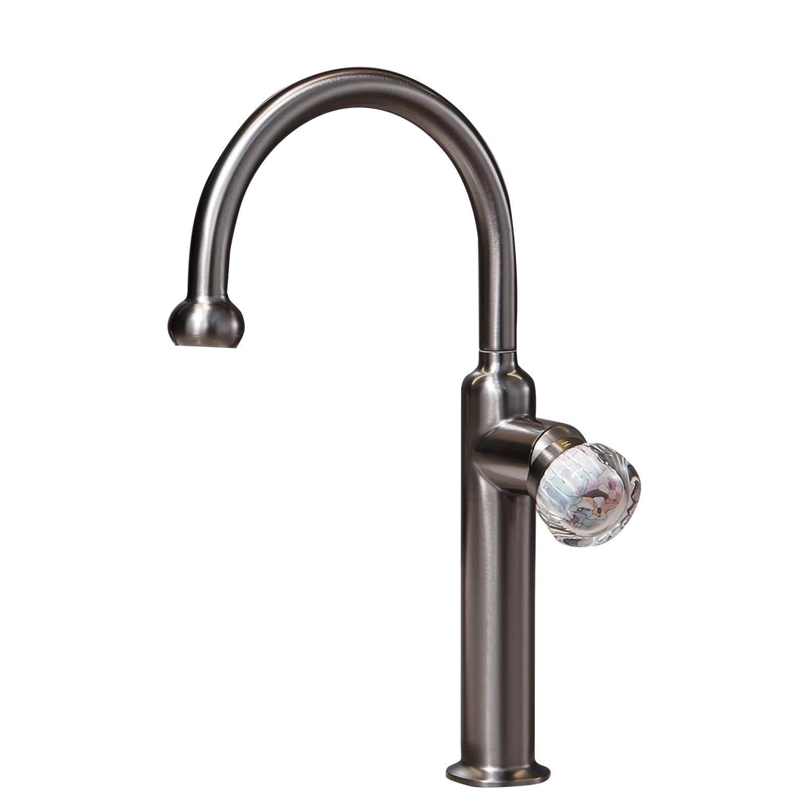 JRUIA Retro Brushed Nickel Kitchen Faucet, 360° Swivel Washbasin Faucet, Hot And Cold Water Supply, Two Water Flow Modes