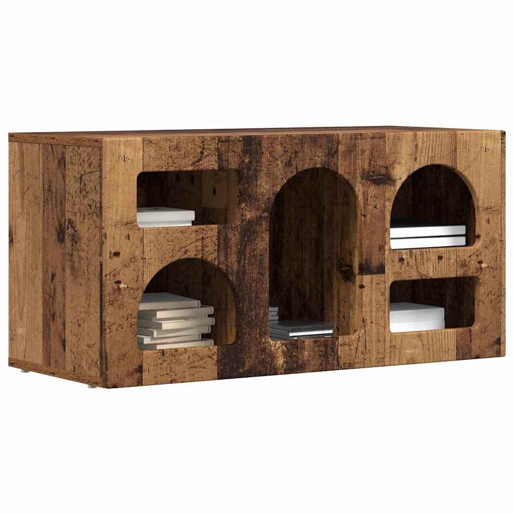 Mobile TV basso effetto legno anticato, 80 x 35 x 40 cm, in legno