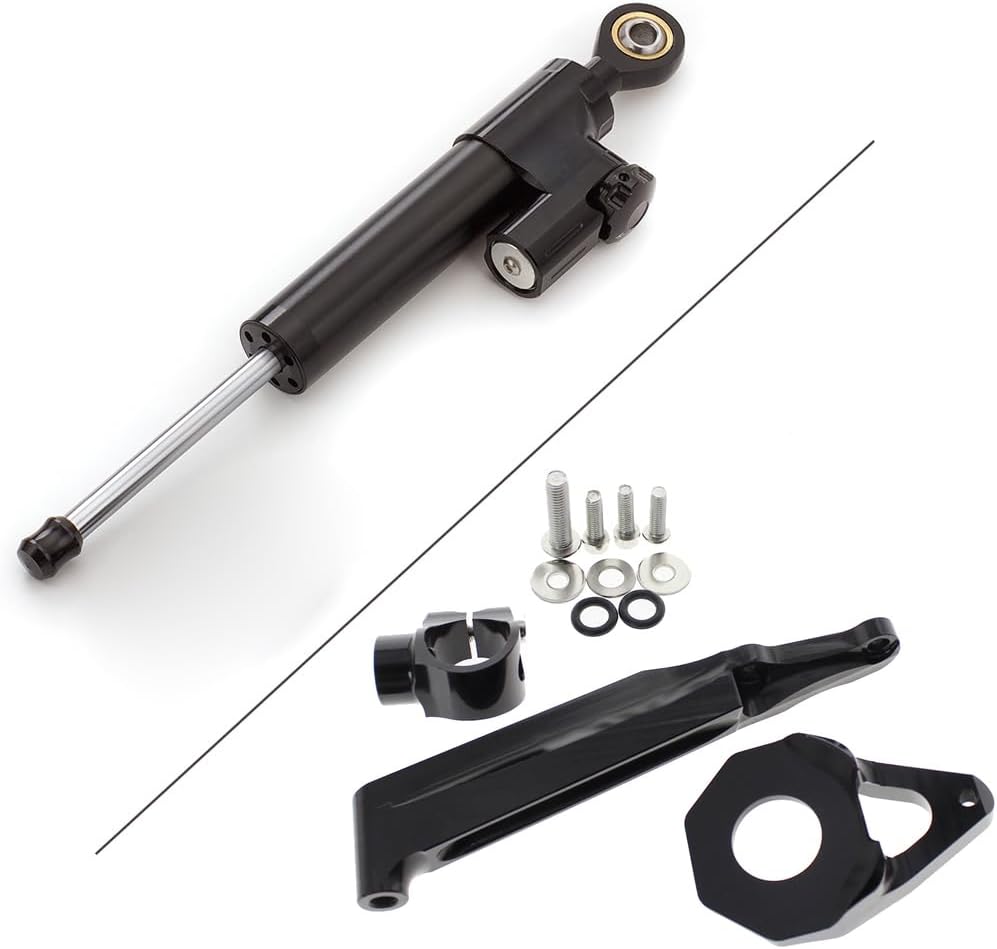 FXCNC Motorcycle CNC Steering Damper Stabilizer Buffer Control Bar with Mounting Bracket Kit Full Set Compatible with CBR600RR CBR 600RR 2005 2006