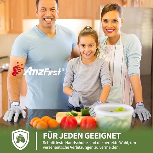 Foto von AmzFirst 2 Paar Schnittsichere Handschuhe,Küchen Handschuhe Lebensmittelkontaktqualität,Level 5 Schnittschutz,Arbeitshandschuhe,Gartenhandschuhe,Schnitzhandschuh für Holzschnitzen,Größe : 9/L