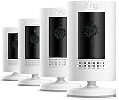 Ring Caméra extérieure sans fil (Stick Up Cam)| Caméra de surveillance extérieure wifi HD sur batterie, audio bidirectionnel, fonctionne avec Alexa | Essai Ring Home gratuit 30 j. | 4 Caméras