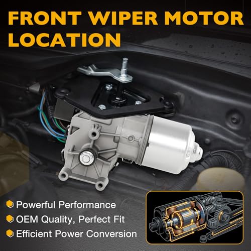 Image of Front Windshield Wiper Motor Compatible with 2011 2012 2013 2014 2015 2016 2017 Volkswagen Jetta Sedan, 4-Pin Wiper Motor, Replacement 85-35002, 8535002, 6R1955119A, 5C7955113D