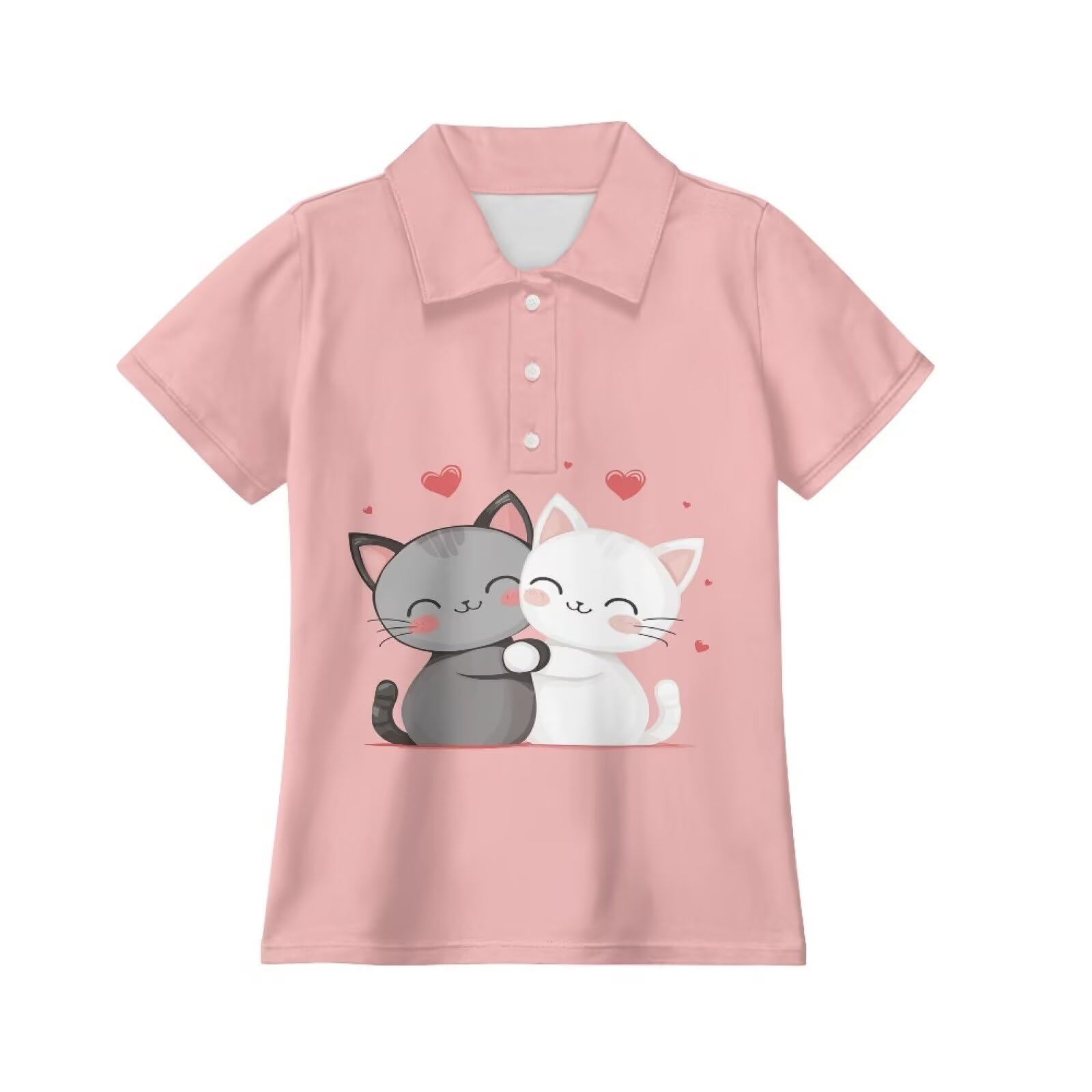 XXQGOMG Cat Shirt for Girls Golf Shirt for Girls 10-12 Button Down Golf Tennis Shirts with Collared Quick Dry Athletic Pullover Top