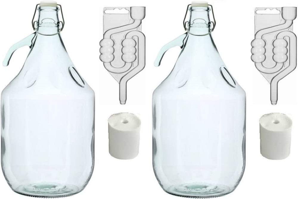 Ambrosia Italy Carboy Complete Set 8 Pieces Bottle + plug + + Bubbler Airlock Hook Closure 5 L BDG5D
